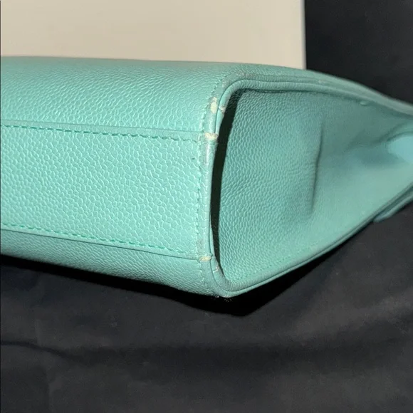 CHANEL Turquoise Seafoam green caviar leather classic briefcase Kelly top handle - Picture 9 of 16